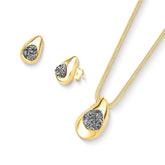 CONJUNTO FORMATO GOTA DRUSA DOURADO